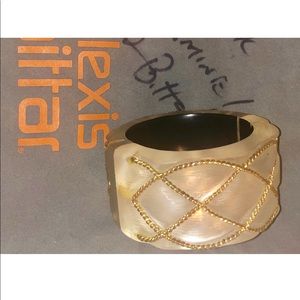 Alexis Bittar White Lucite Cuff with Gold Hardware